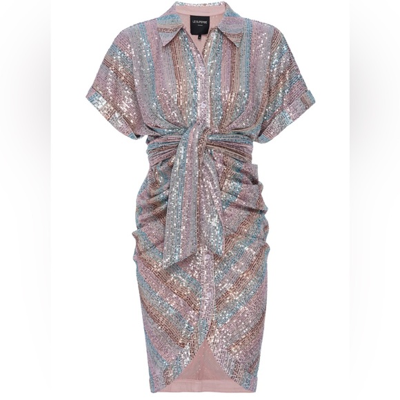 le superbe Dresses & Skirts - LE SUPERBE MINI MIKO DRESS AQUA RAINBOW size 4 NWT $495🌈